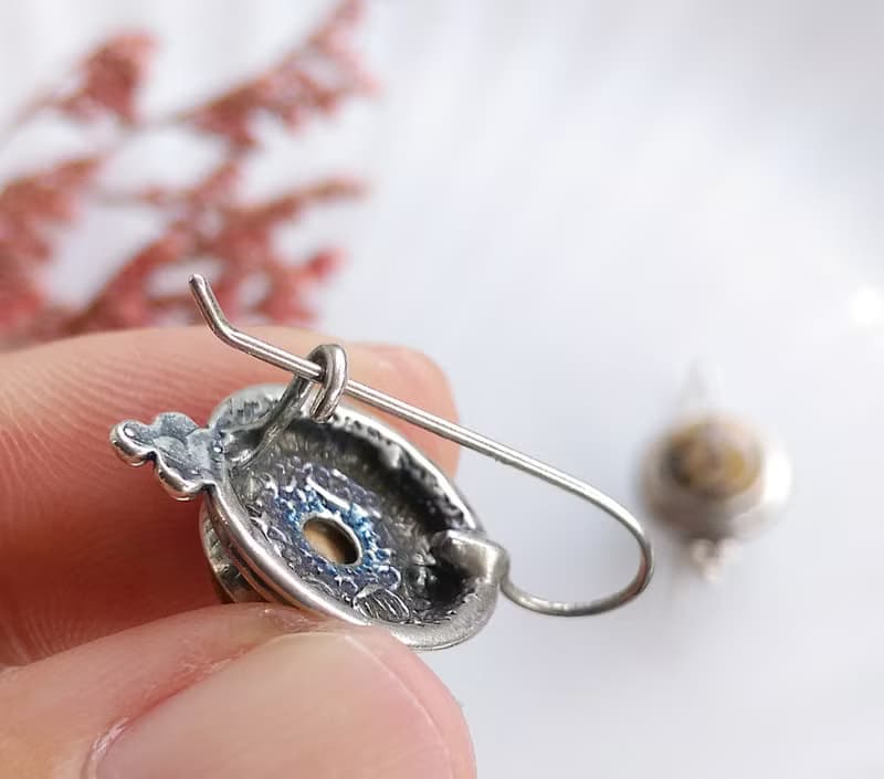 Vintage Jewelry 西洋古董飾品 手工925銀 原始石  針式耳環