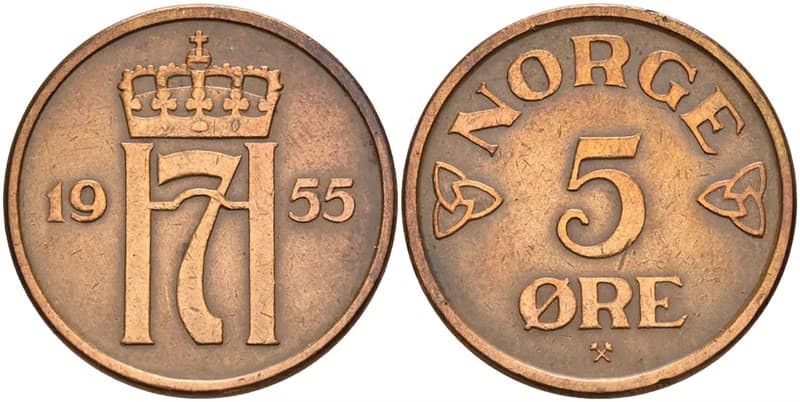 Norway Coin Ring 5 ore 1952-1957 norwegian coin ring norwegian ring coin ring