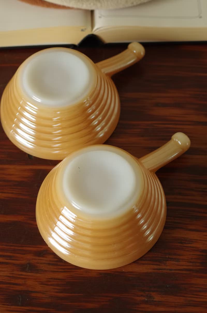 少見美國製Fire King珠光橘色碗 餐具 廚具 W580