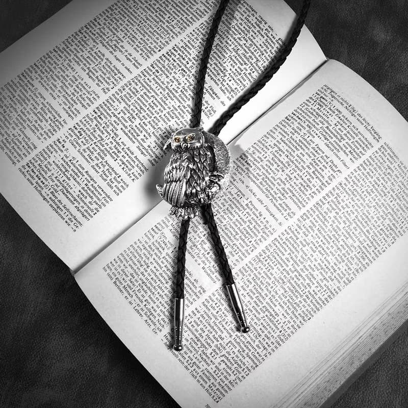 月夜之鷹 貓頭鷹 保羅領帶 Bolo Tie 真皮 皮革項鍊 皮繩領帶