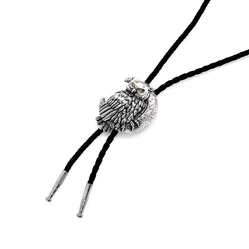 月夜之鷹 貓頭鷹 保羅領帶 Bolo Tie 真皮 皮革項鍊 皮繩領帶