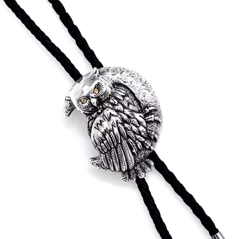 月夜之鷹 貓頭鷹 保羅領帶 Bolo Tie 真皮 皮革項鍊 皮繩領帶