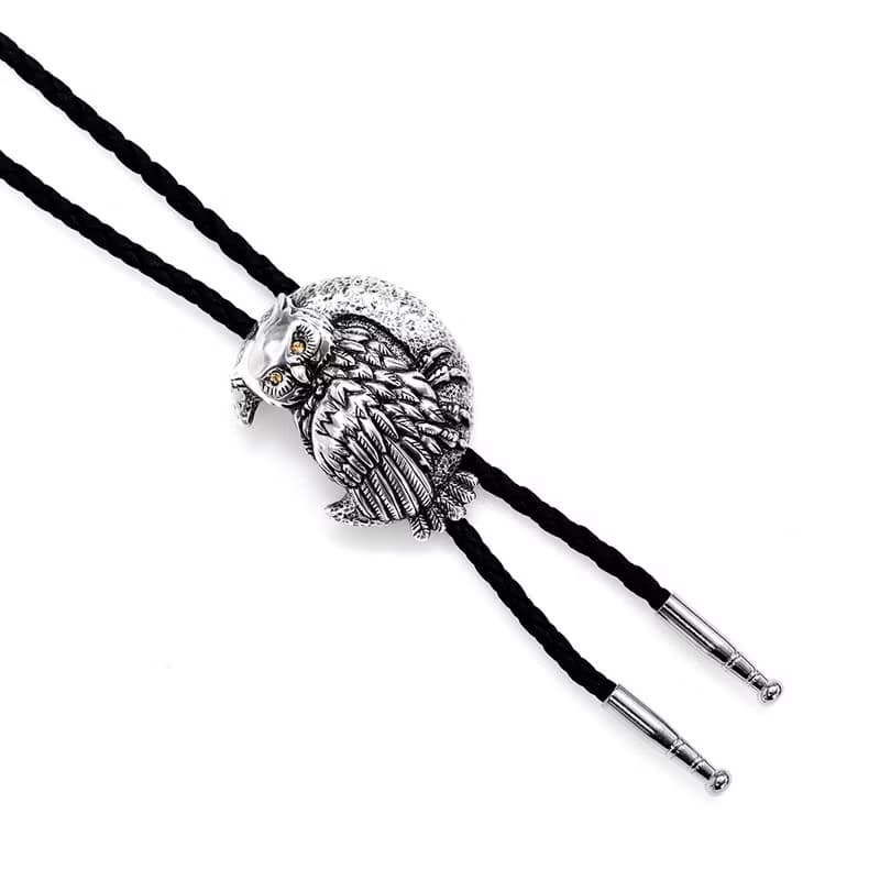 月夜之鷹 貓頭鷹 保羅領帶 Bolo Tie 真皮 皮革項鍊 皮繩領帶