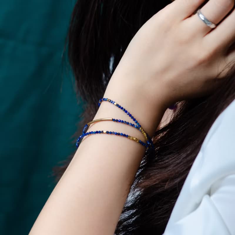 青金石14K包金手鍊 | 梵高的星夜 | 天然水晶極細系列多圈手鏈