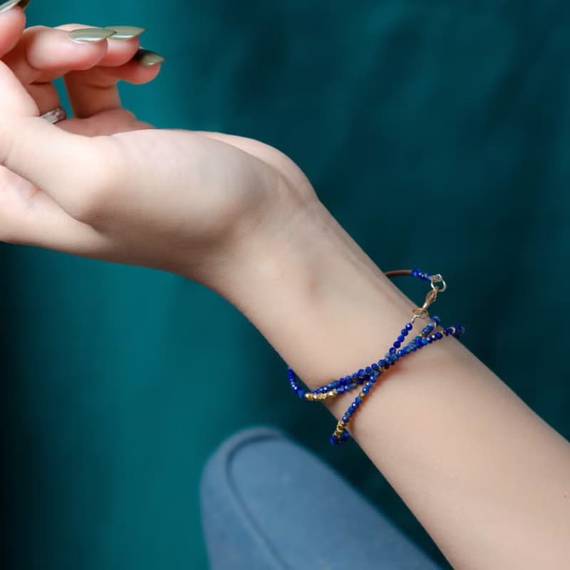 青金石14K包金手鍊 | 梵高的星夜 | 天然水晶極細系列多圈手鏈