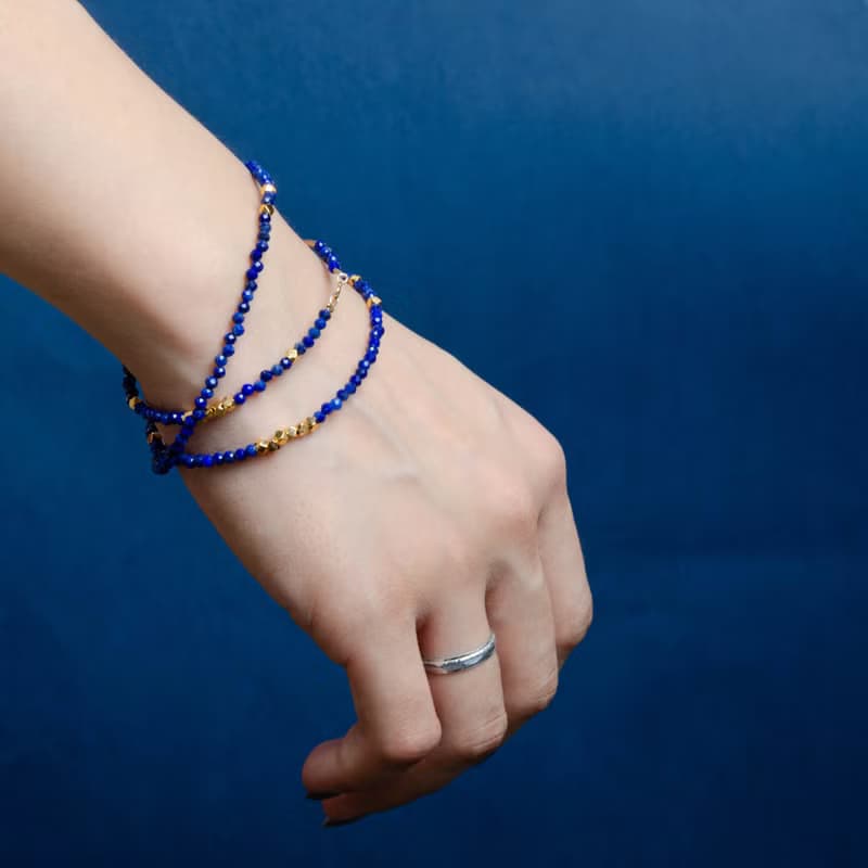 青金石14K包金手鍊 | 梵高的星夜 | 天然水晶極細系列多圈手鏈