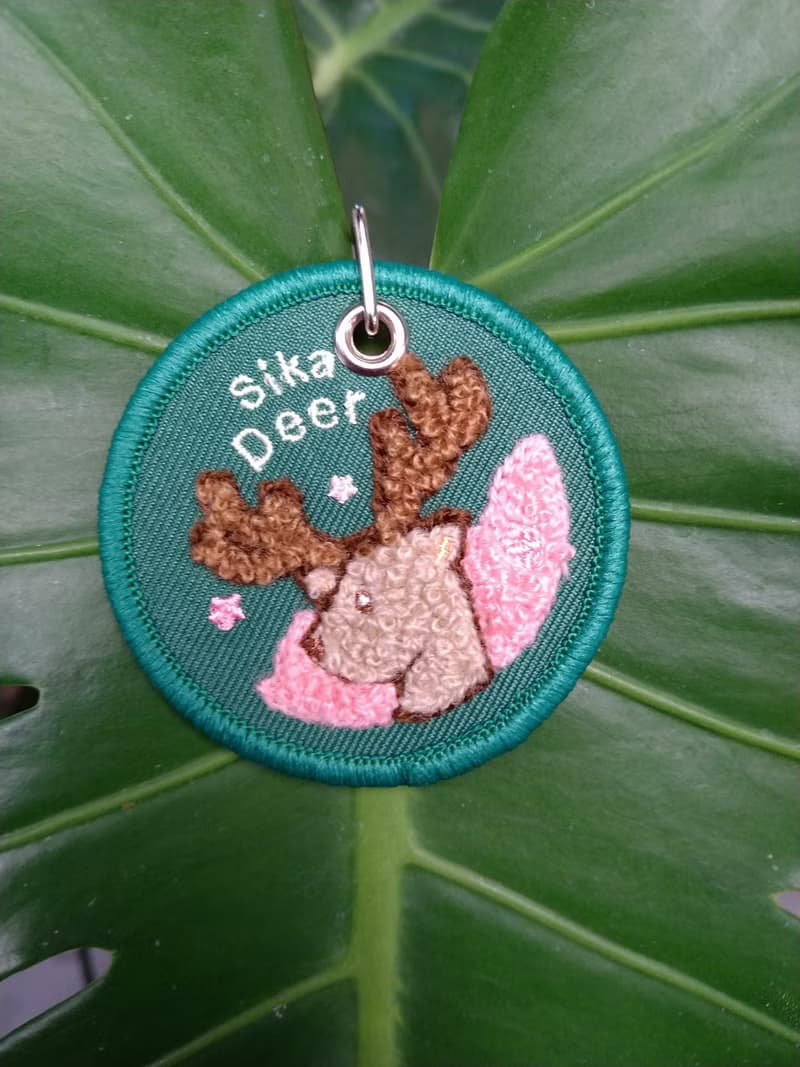 森林系列 梅花鹿 鑰匙圈--圓形 鑰匙圈  立體刺繡 畢業禮物