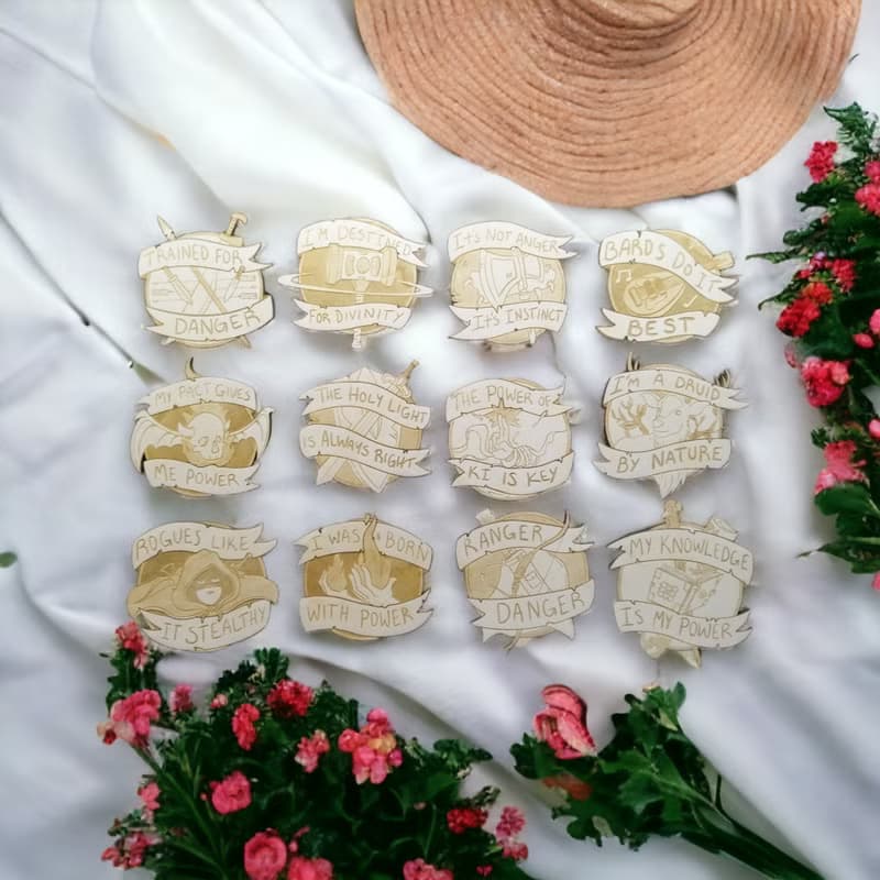 RPG Classes Wooden Coaster Set – Coasters Featuring RPG Character Classes