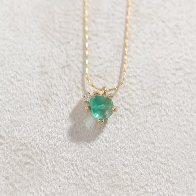 【金牛座生日石】綠瑪瑙 Green Onyx 天然石項鍊 韓國製造