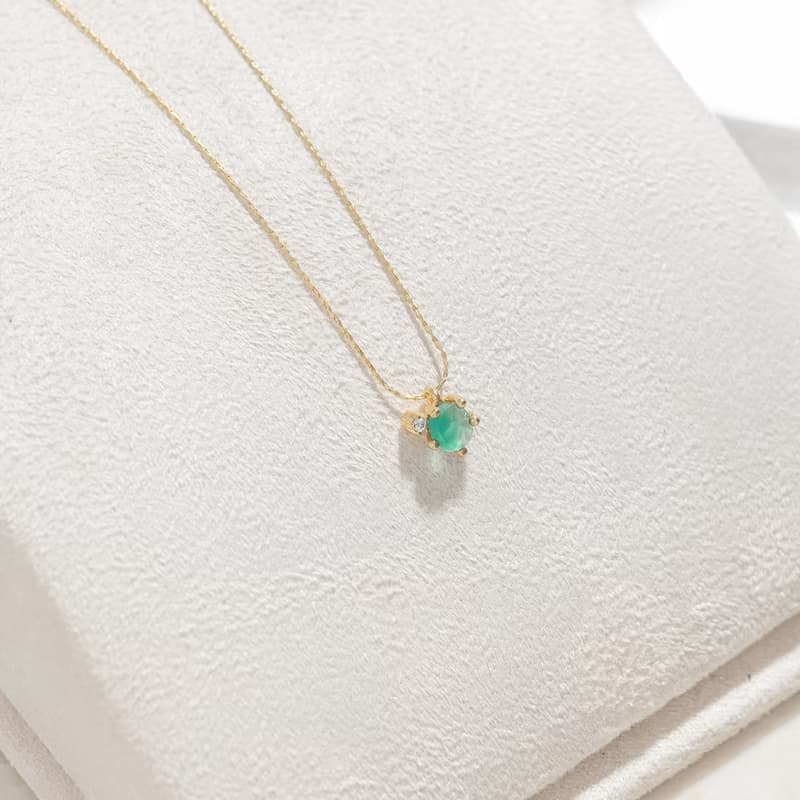 【金牛座生日石】綠瑪瑙 Green Onyx 天然石項鍊 韓國製造