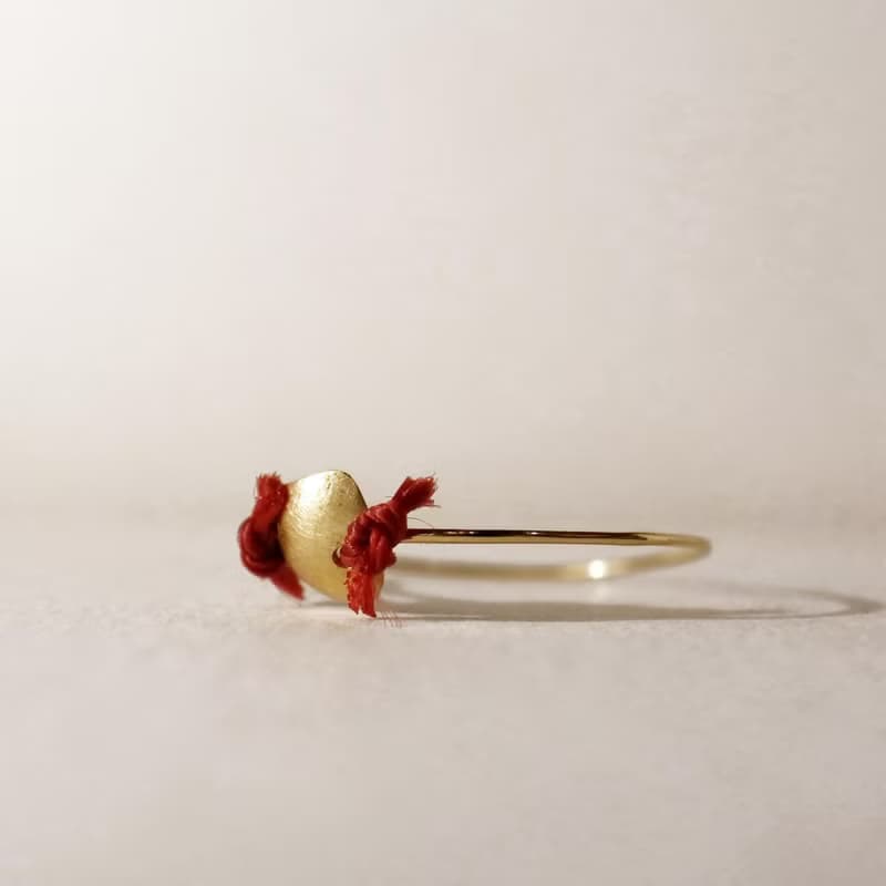 18金ゴールドリング シングル(S) Red レディース ミニマリスト