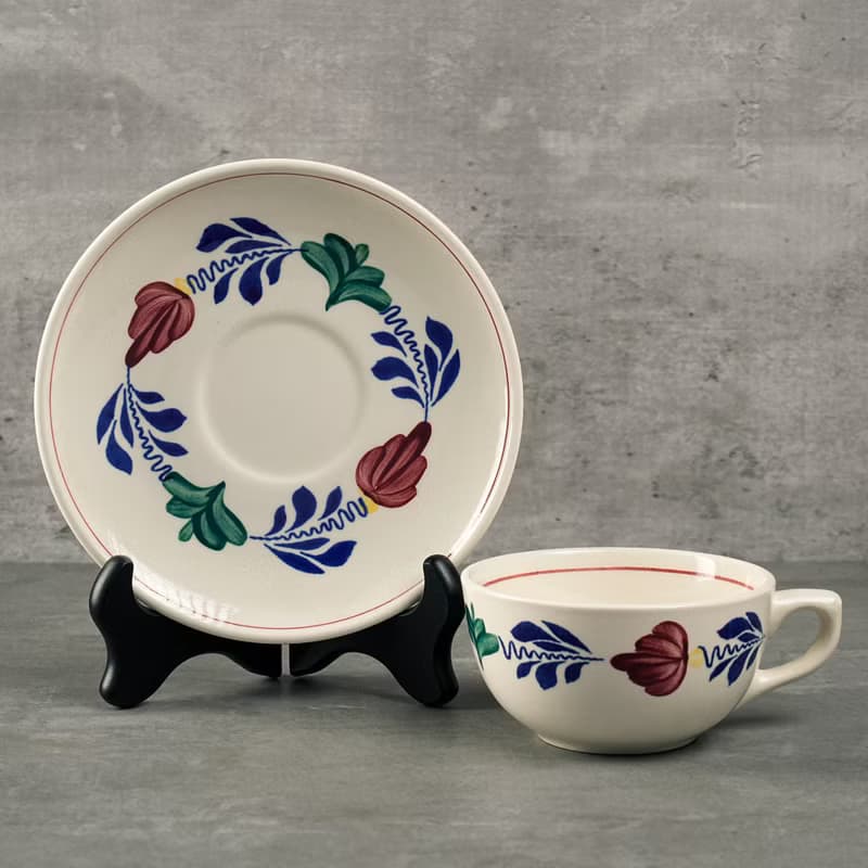 比利時Boch絕版手繪Boerenbont 茶杯組/咖啡杯