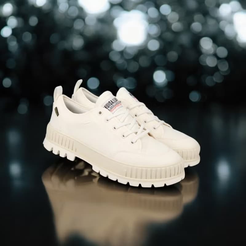 PALLADIUM PALLASHOCK LO WP+厚底巧克力低筒防水靴 奶白 74408