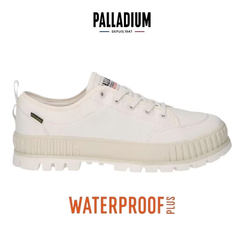 PALLADIUM PALLASHOCK LO WP+厚底巧克力低筒防水靴 奶白 74408
