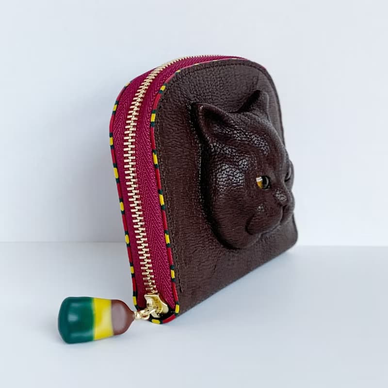 立體貓山羊皮零錢卡片收納包 – Pinkoi限定