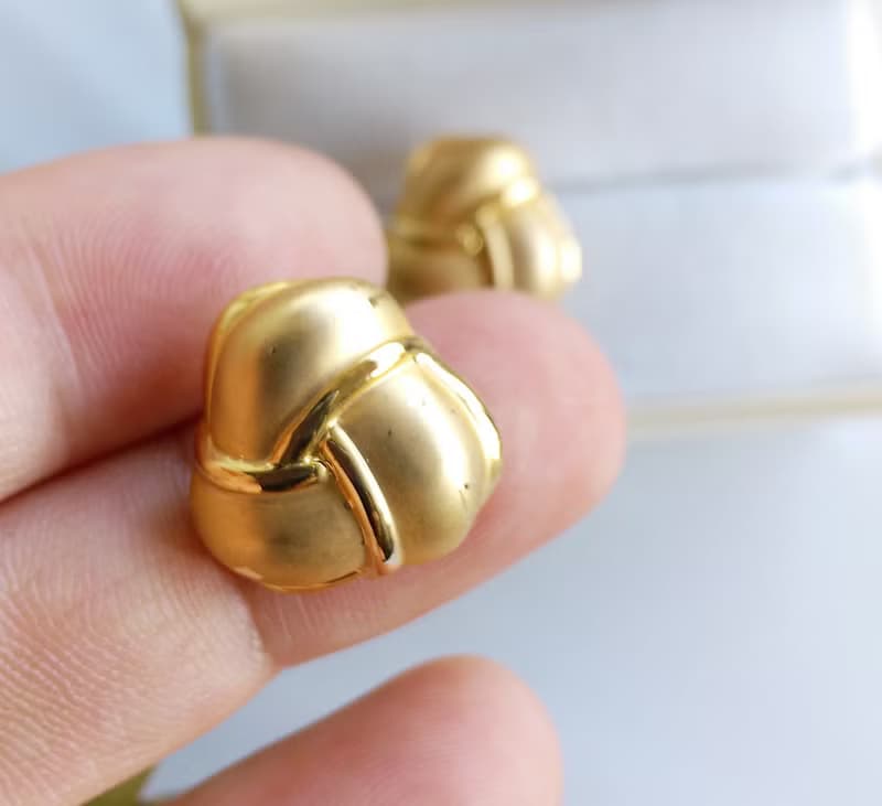 Vintage Jewelry 西洋古董飾品 啞光 金色調 簡約 小巧 針式耳環