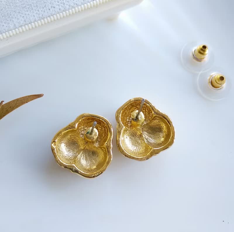 Vintage Jewelry 西洋古董飾品 啞光 金色調 簡約 小巧 針式耳環