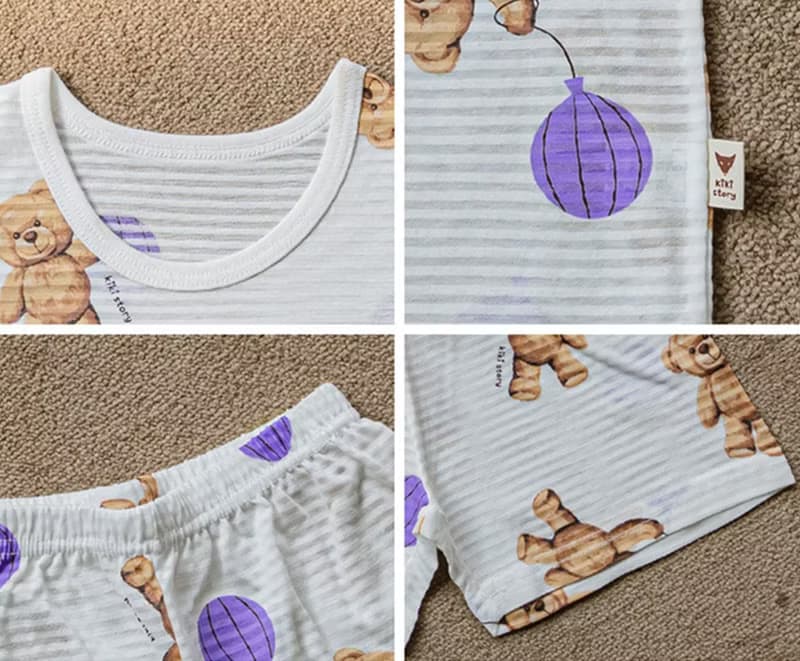 氣球與泰迪紫-輕透空氣衣短袖韓國童裝-K23705