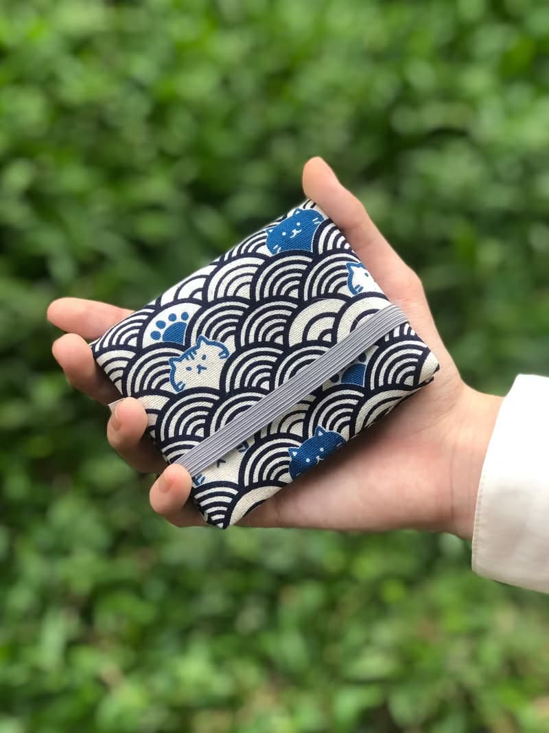 貓咪圖案 棉質 口袋錢包 短夾 迷你錢包