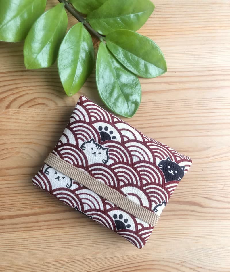 貓咪圖案 棉質 口袋錢包 短夾 迷你錢包