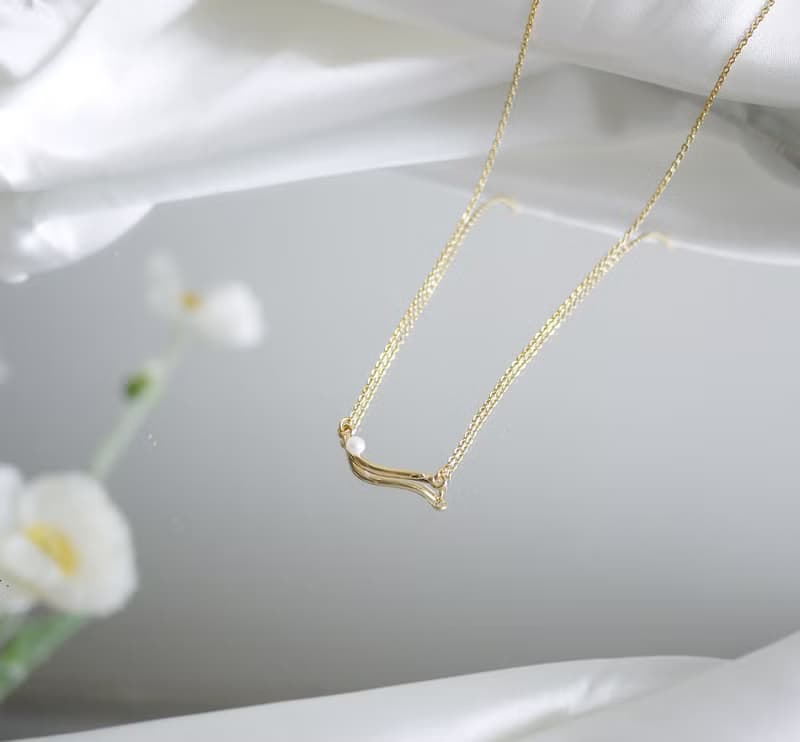 細緻弧線設計小珍珠 項鍊
