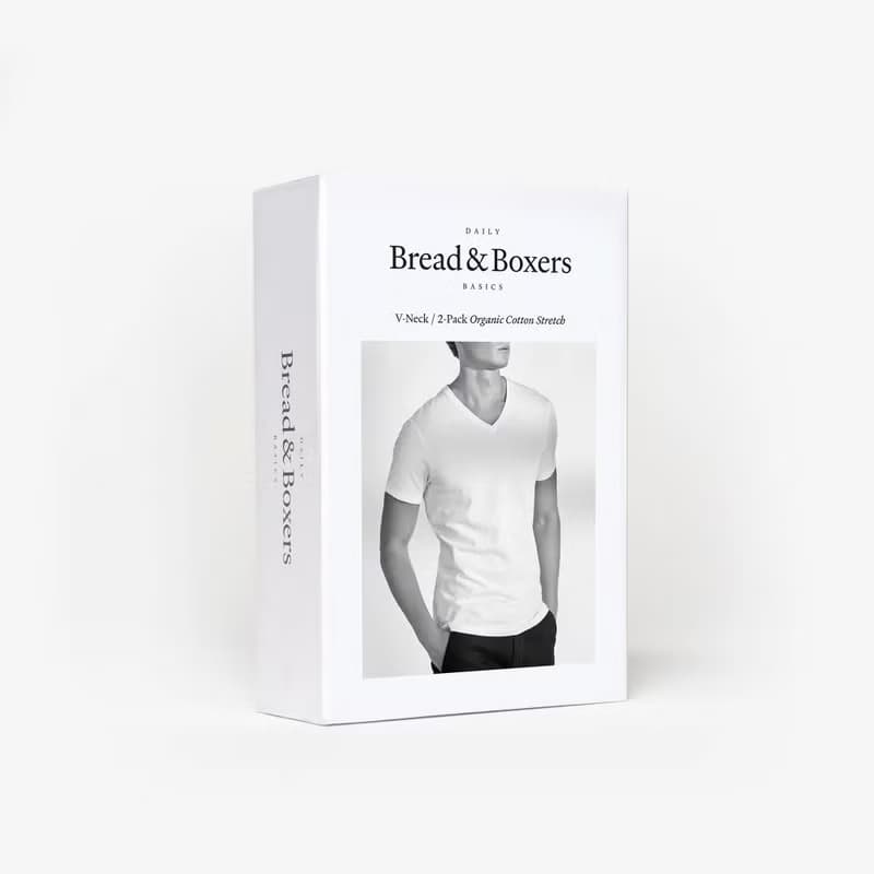 Bread & Boxers 兩件組 V-Neck 有機棉男用V領T - 黑