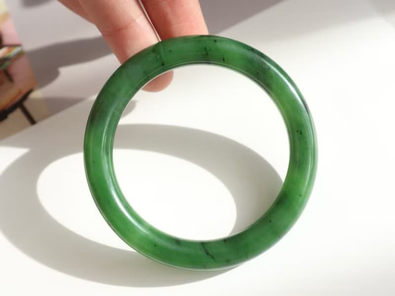 天然和田玉手鐲 老坑料俄料碧玉手鐲 玉質溫潤細膩 平安喜樂鐲