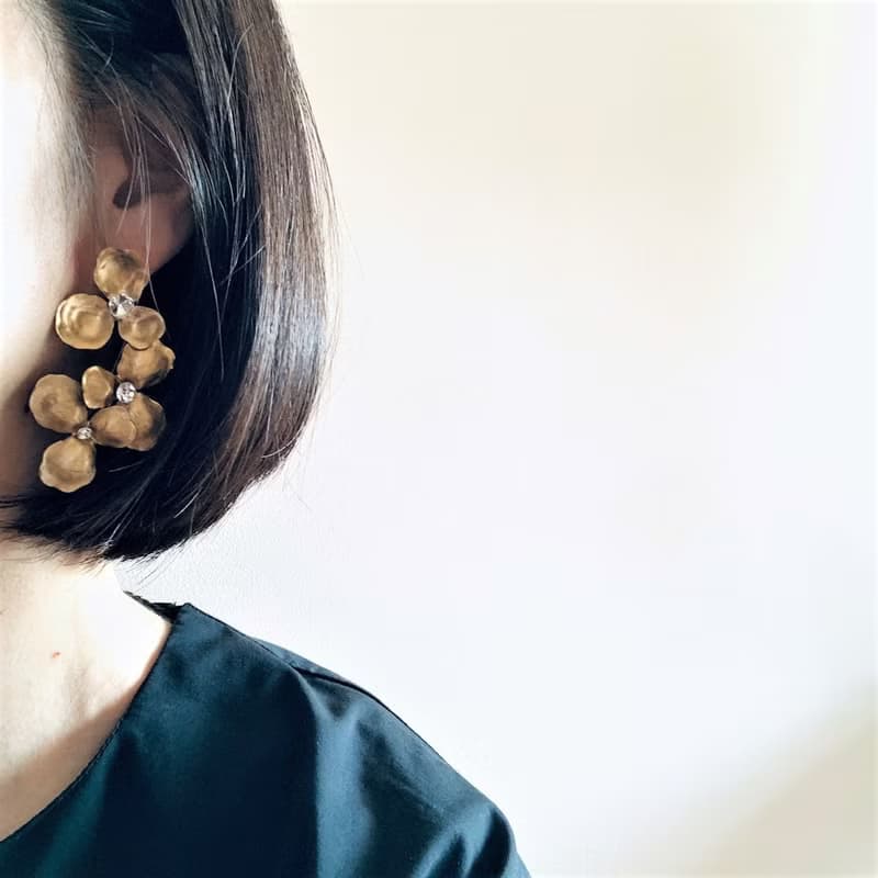 真鍮 ボタニカルフラワーピアス(イヤリング)