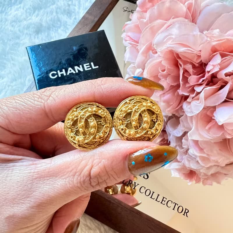 【日本中古】Vintage Chanel 94年香奈兒葡萄藤耳夾 原裝盒附