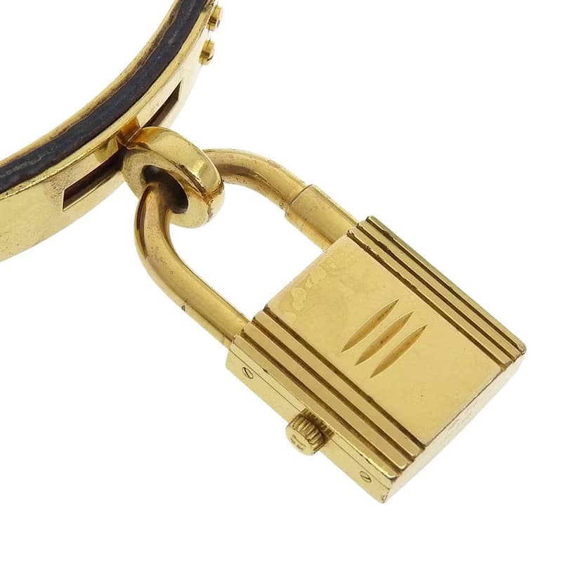 【日本直送】エルメス HERMES ケリーウォッチ 腕時計 金メッキ×レザー クオーツ アナログ表示 ワインレッド文字盤 レディース【中古】