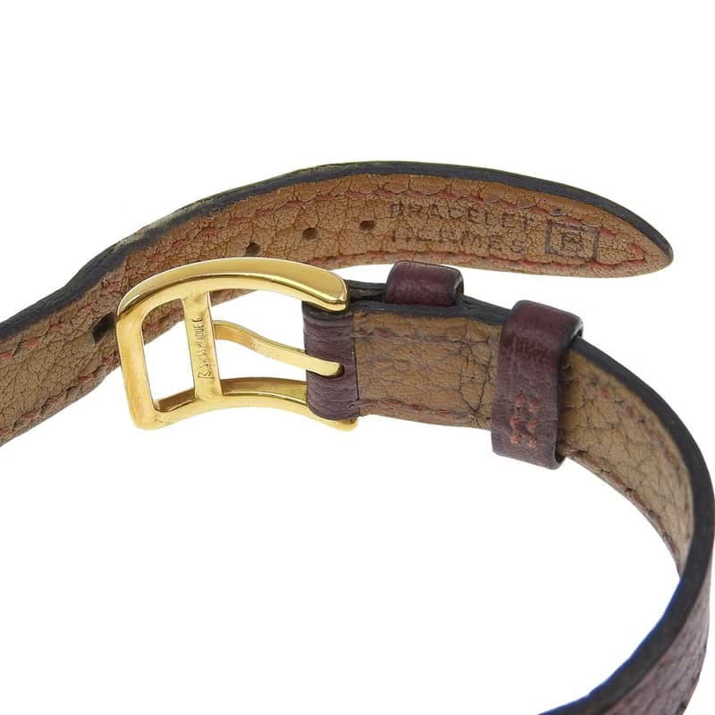 【日本直送】エルメス HERMES ケリーウォッチ 腕時計 金メッキ×レザー クオーツ アナログ表示 ワインレッド文字盤 レディース【中古】