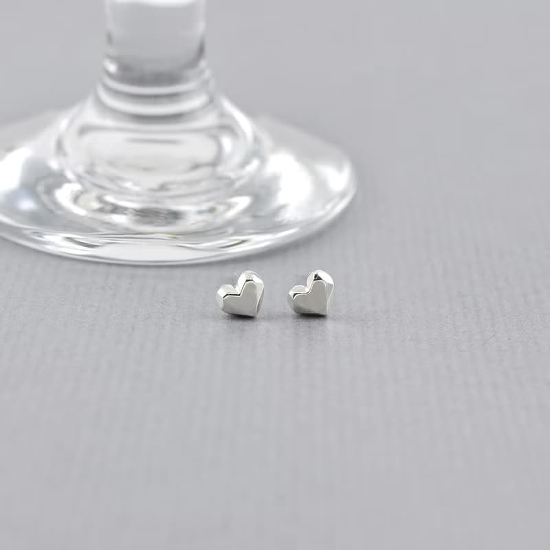 愛心寶石耳環 925純銀