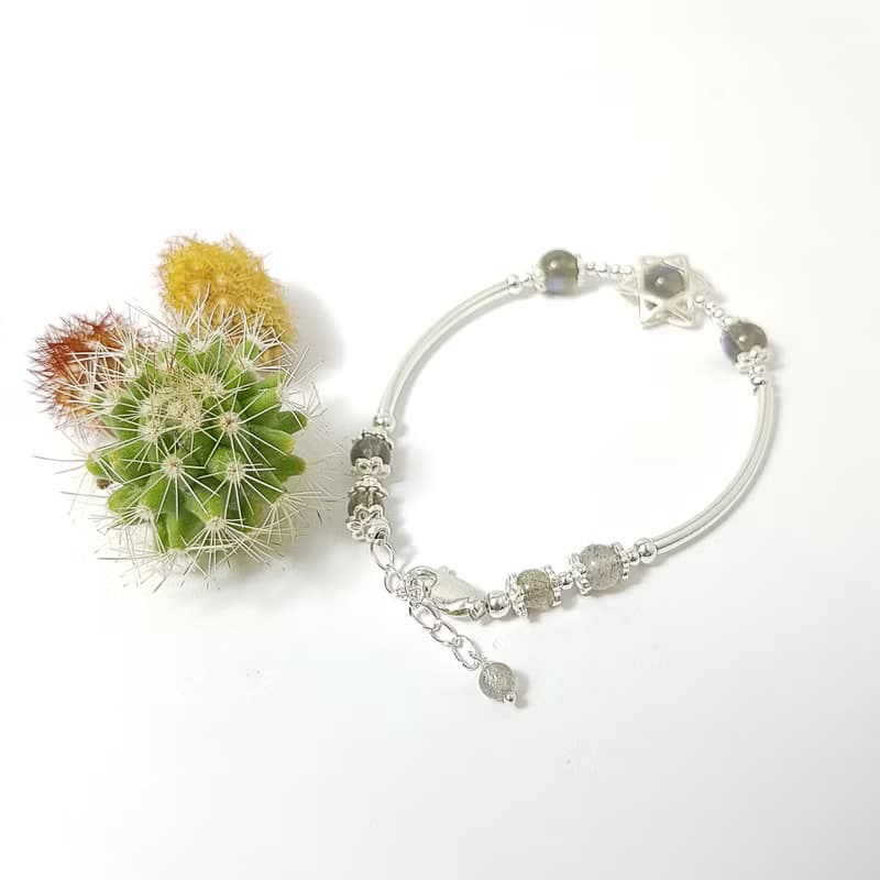 光芒拉長石純銀手鍊