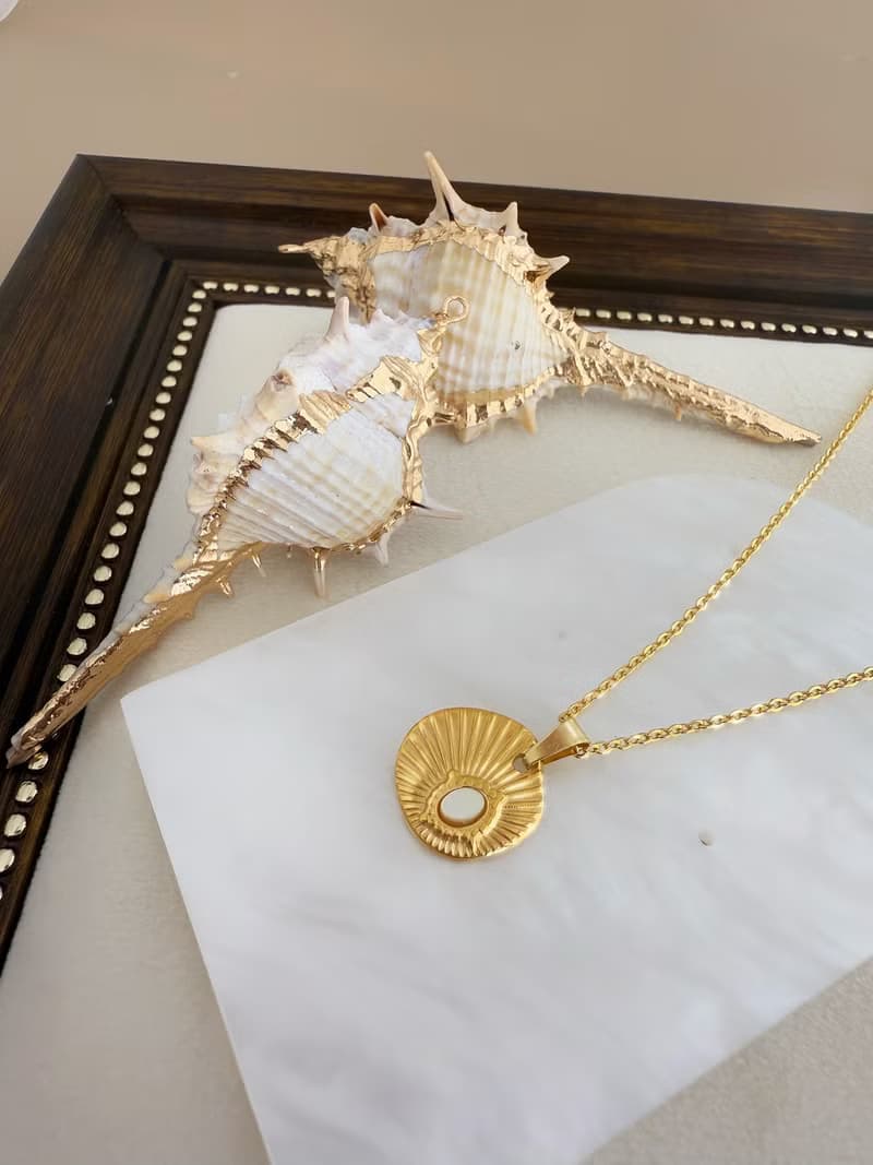 【精緻禮盒】貝殼紋項鍊 18KGF－海之詠 #金色 復古 女神感