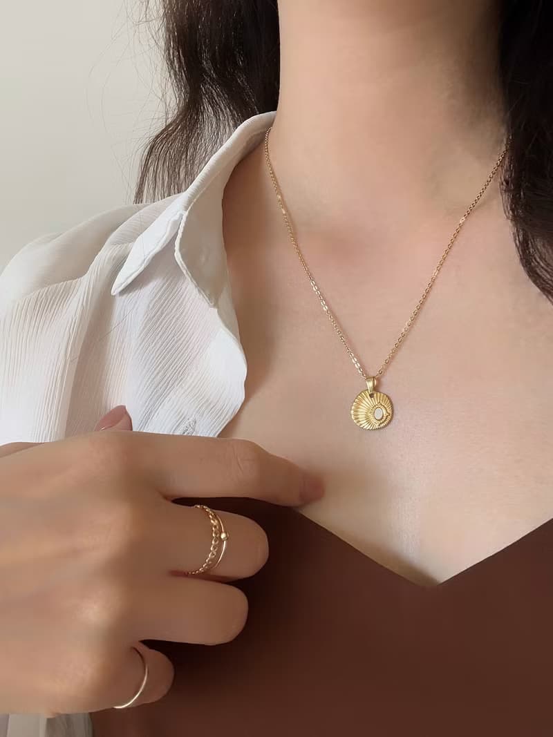 【精緻禮盒】貝殼紋項鍊 18KGF－海之詠 #金色 復古 女神感