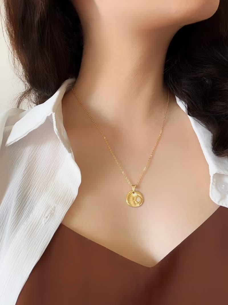 【精緻禮盒】貝殼紋項鍊 18KGF－海之詠 #金色 復古 女神感