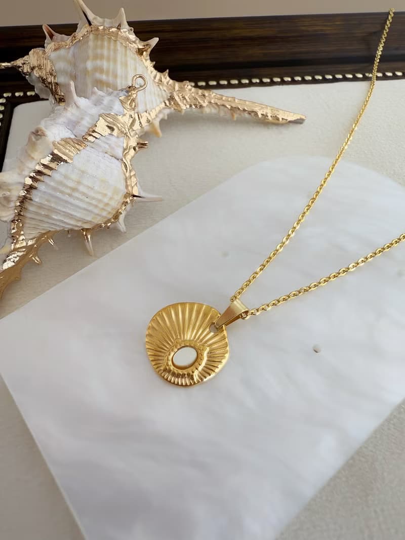 【精緻禮盒】貝殼紋項鍊 18KGF－海之詠 #金色 復古 女神感