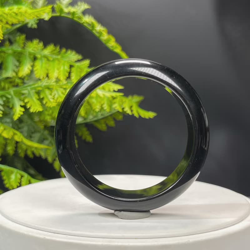 高品質 金曜石手鐲 54MM 灑金金沙黑曜石手環 耀眼靈動 開運納福