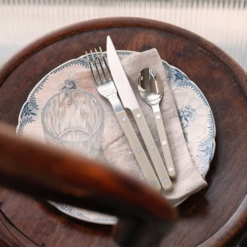 Bistrot復古酒館-亮面不鏽鋼餐具4件組-Sabre Paris多色任選