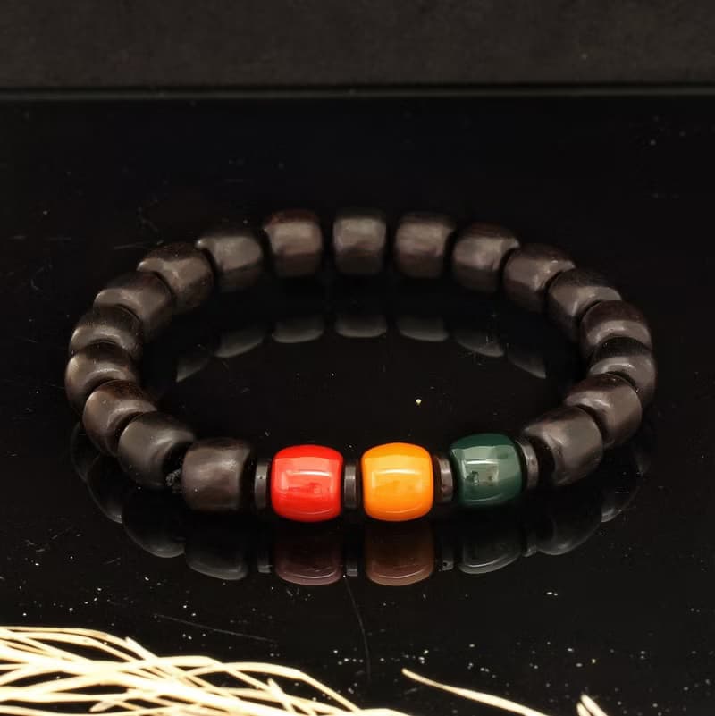 黑檀 + 亞拉善 8x9mm 桶型木珠手鍊 ( 115010 )