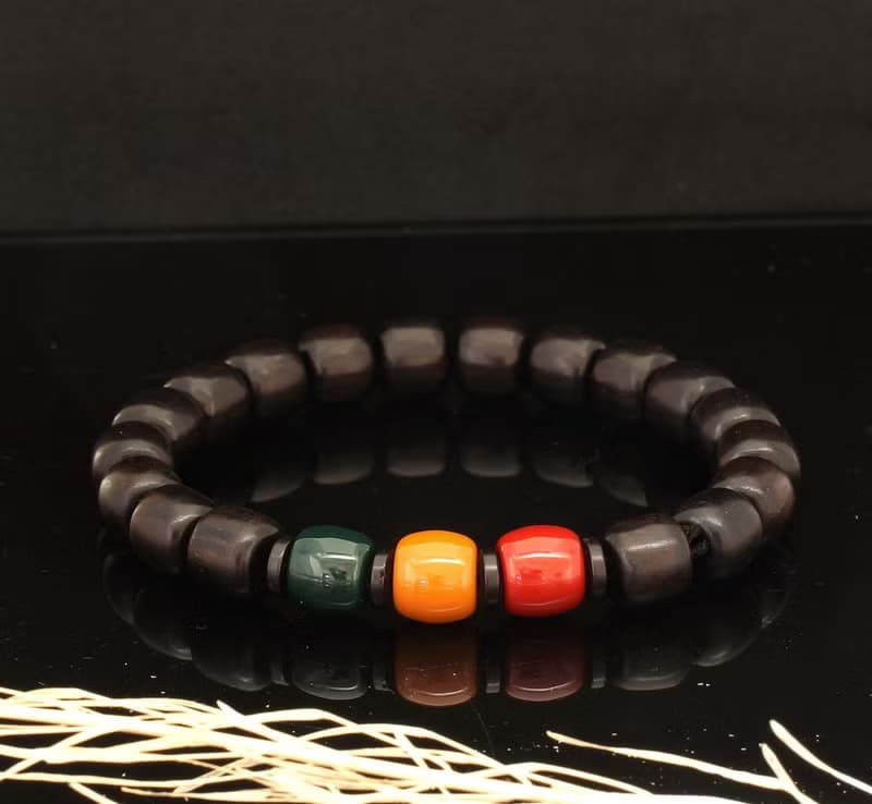 黑檀 + 亞拉善 8x9mm 桶型木珠手鍊 ( 115010 )