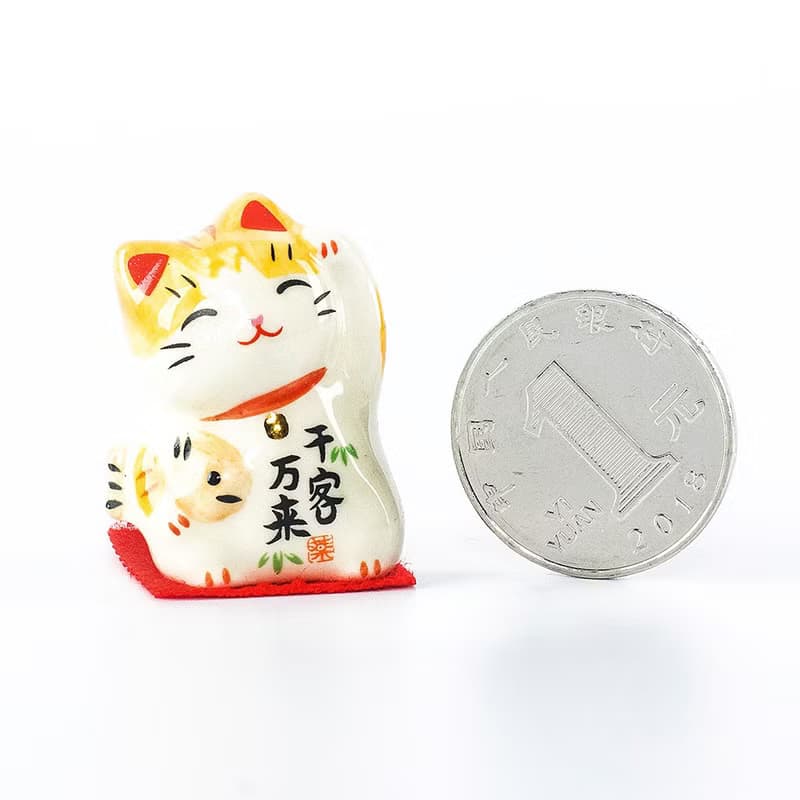 日本進口藥師窯金運來福千客萬來招財貓迷你陶瓷擺件小號擺件飾品