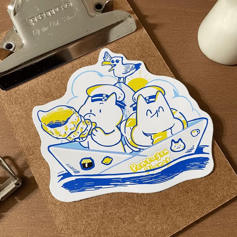 海上紙船大冒險大貼紙 2入 行李箱貼紙 造型貼紙 /五角星球