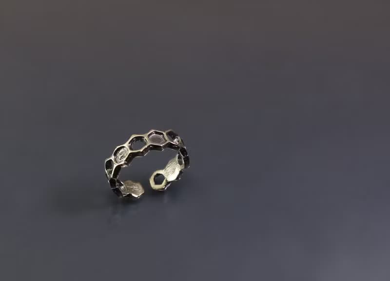 圖樣系列-縷空六角形925銀戒