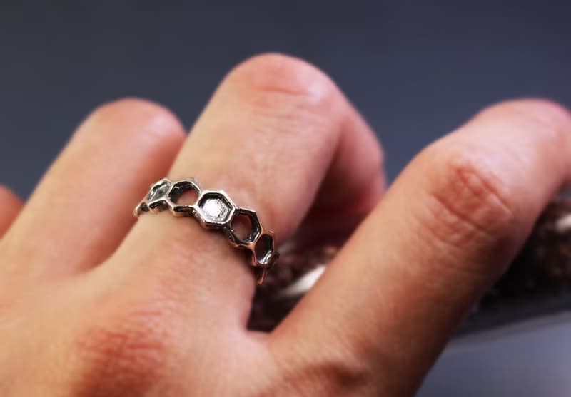 圖樣系列-縷空六角形925銀戒