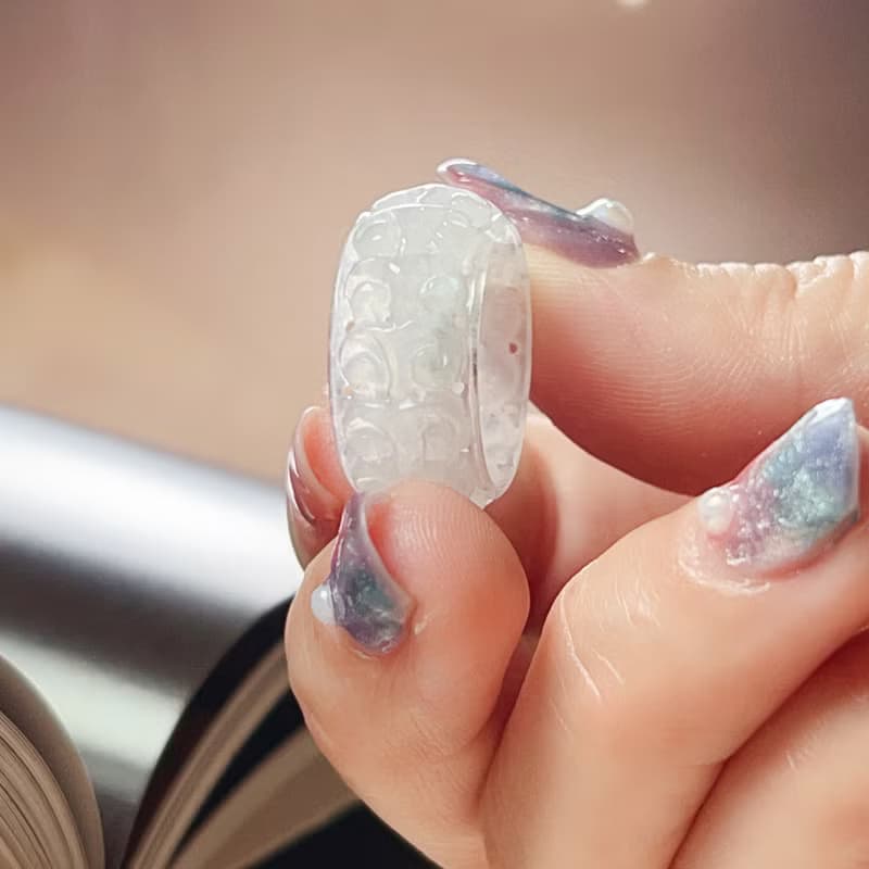 冰種翡翠雕花玉戒 | 天然緬甸A貨翡翠 | 送禮