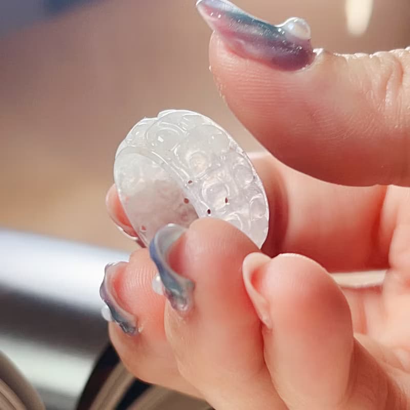 冰種翡翠雕花玉戒 | 天然緬甸A貨翡翠 | 送禮