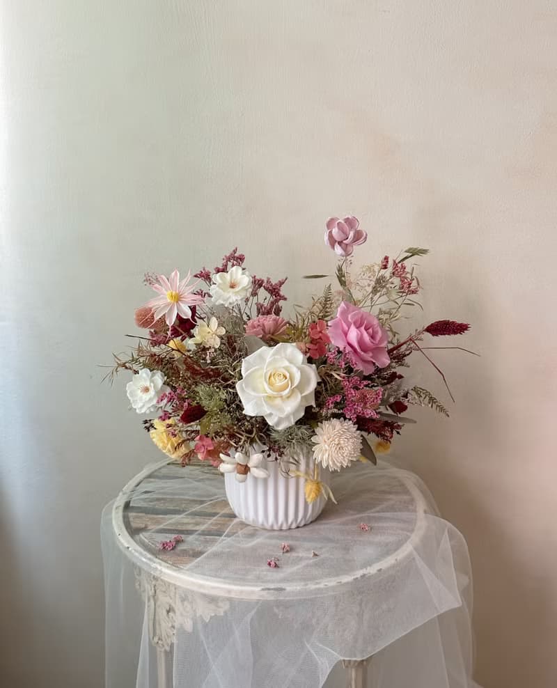 法式自然盆花 永生花 開幕花禮 居家擺設 送禮