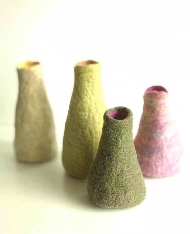 羊毛氈花綠手工花瓶
