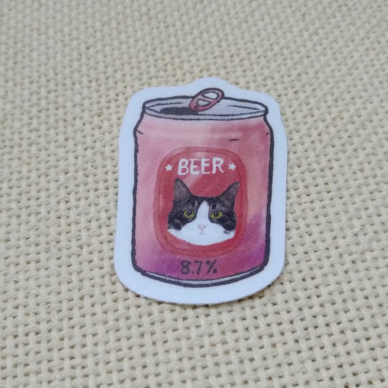 黑貓啤酒-防水車貼-行李箱貼紙-賓士貓-貓咪_防水貼紙